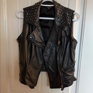 Express Black Studded Faux Leather Vest